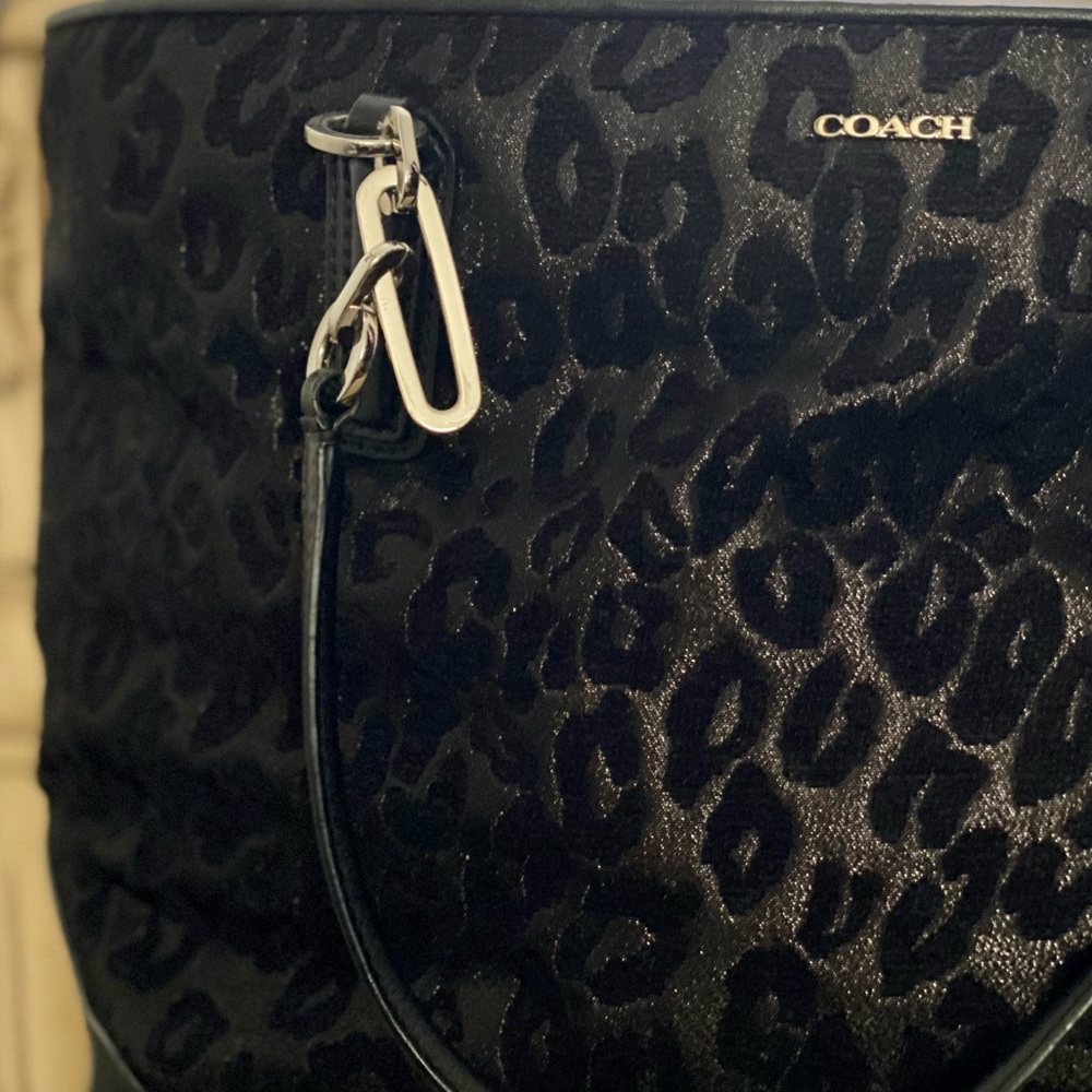 Coach bag black leopard print unique!